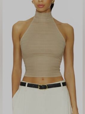 Soft Modern Minimalist Halter Top Natural Beige Small